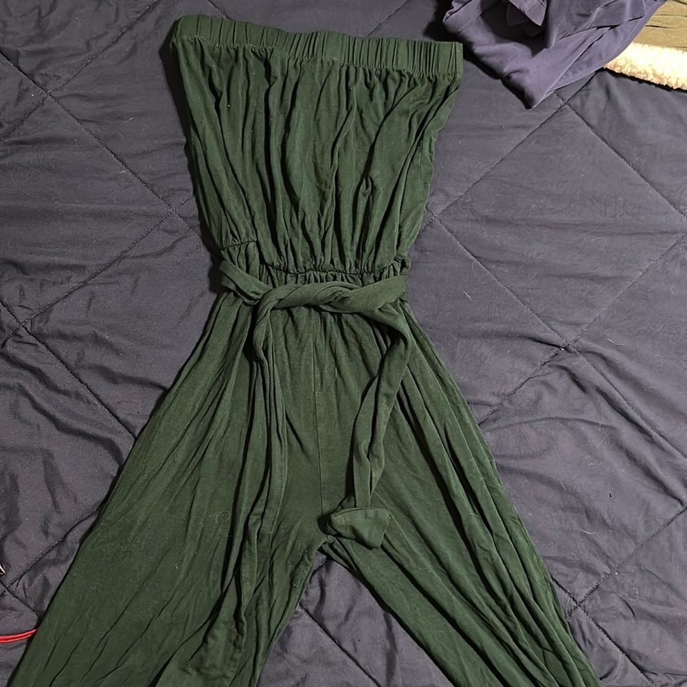 Green strapless jumpsuit